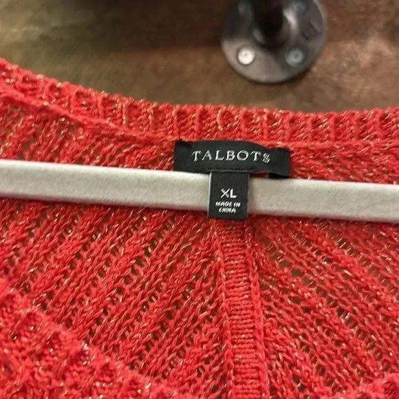 TALBOTS Sparkle Knit chevron short sleeve sweater Size XL - Picture 3 of 6